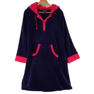 Alexander Del Rossa Women’s Hooded Fleece Nightgown Plush Robe Purple Pink L